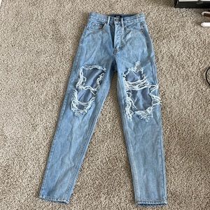 light wash ripped mom jeans